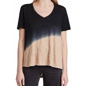 ATM Anthony Thomas Melillo Black & Brown Tie Dye V-Neck Short Sleeve Tee XS/Sm